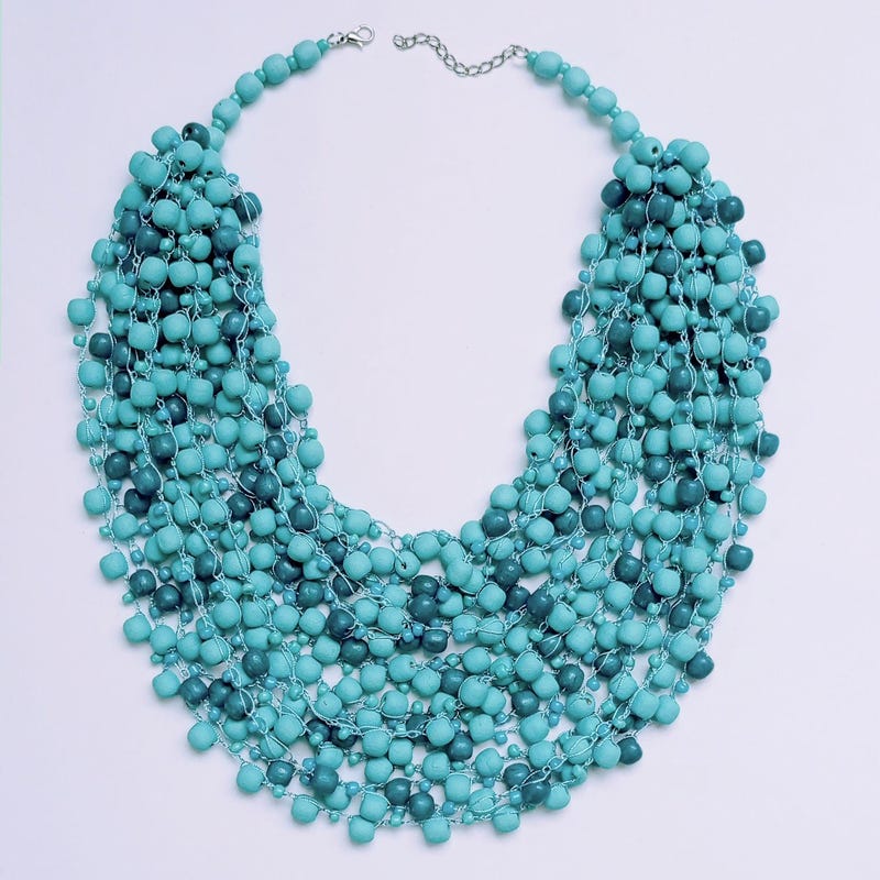 Multistrand Necklace with Large Beads in White and Orange