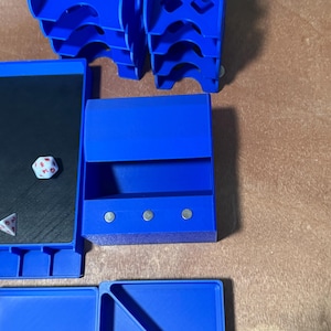 3D Printed Board Game Organizer Accessory Kit | Stackable Card Trays, Token Trays, Padded Dice Tray & Magnetic Dice Tower image 3