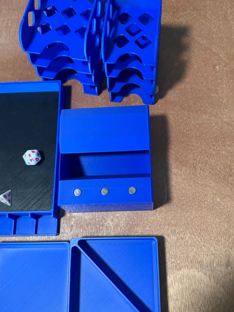 3D Printed Board Game Organizer Accessory Kit | Stackable Card Trays, Token Trays, Padded Dice Tray & Magnetic Dice Tower image 3