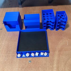 3D Printed Board Game Organizer Accessory Kit | Stackable Card Trays, Token Trays, Padded Dice Tray & Magnetic Dice Tower image 2