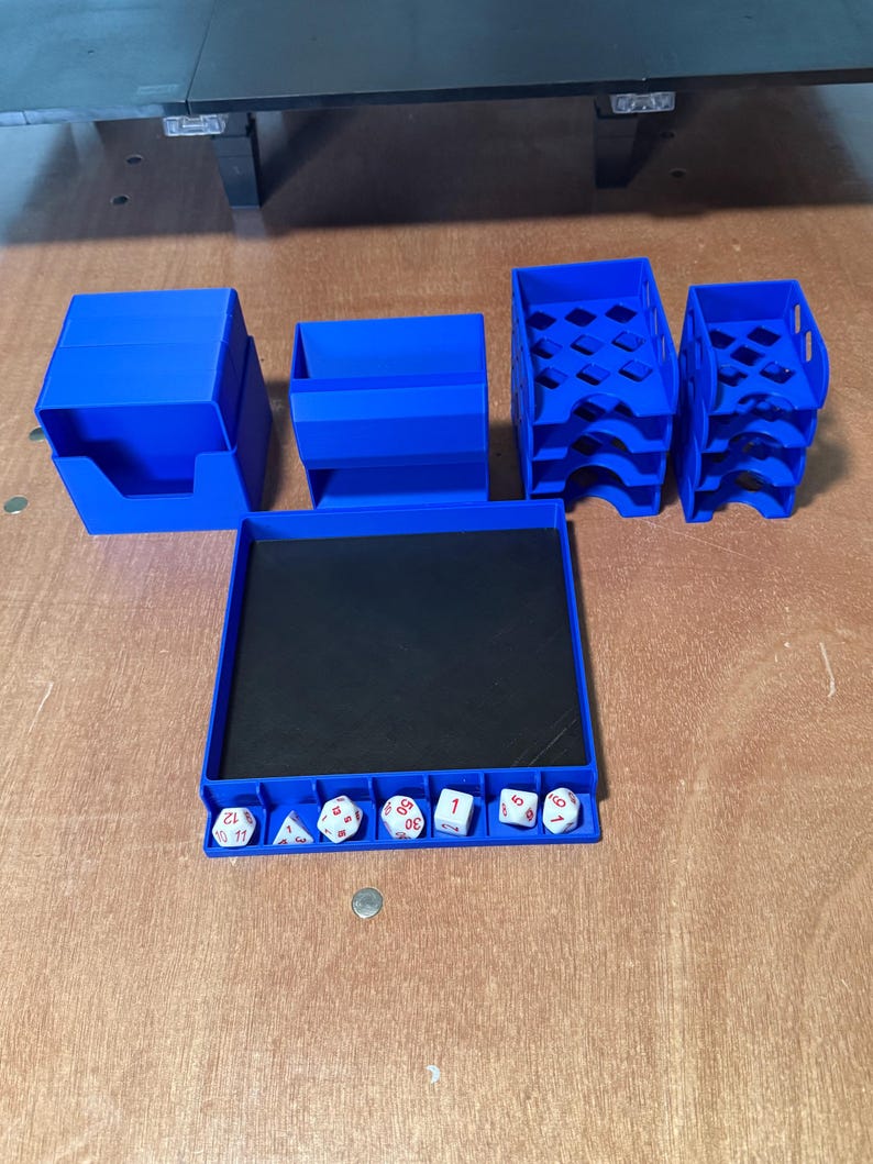 3D Printed Board Game Organizer Accessory Kit | Stackable Card Trays, Token Trays, Padded Dice Tray & Magnetic Dice Tower image 2