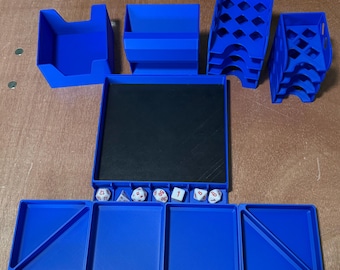 3D Printed Board Game Organizer Accessory Kit | Stackable Card Trays, Token Trays, Padded Dice Tray & Magnetic Dice Tower
