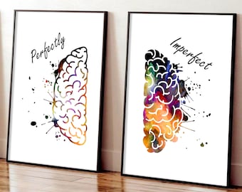 Autism Awareness Prints: Exploding Mind, Imperfect Affirmation (Set of 2, Unframed)