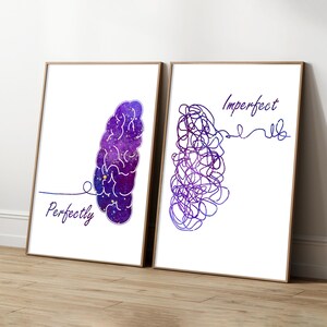Stampe murali sulla consapevolezza dell'autismo, arte sulla salute mentale degli adolescenti, perfettamente imperfetto, decorazioni per la camera dei bambini, depressione, poster di affermazioni per adolescenti