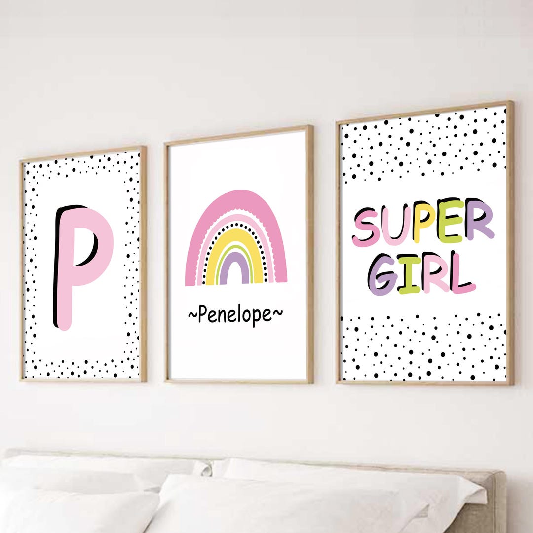 Personalized Girls Affirmation Prints: Pink Bedroom Wall Art, Set of 3 ...