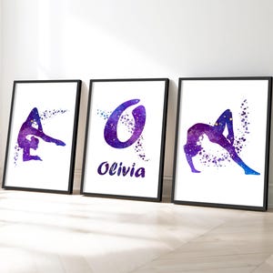 Stampe personalizzate di ginnastica viola, regali di ginnastica per ragazze, decorazioni per la stanza delle ragazze, stampe di ginnastica per ragazze adolescenti, decorazioni per la stanza viola