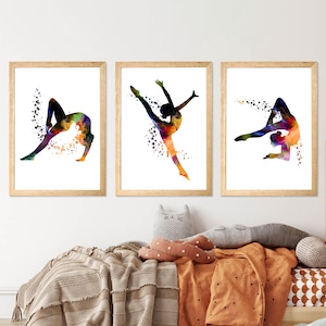 Stampe di ginnastica con affermazione positiva, set di 3 poster di ginnaste per la camera da letto delle ragazze, regalo per ragazze ginnaste, decorazioni di ginnastica positiva