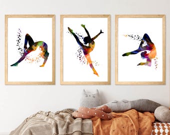 Gymnast Girl Posters: Set of 3 Watercolor Gymnastics Prints
