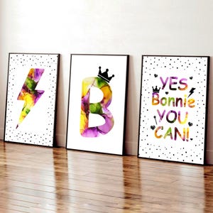 Set di 3 stampe positive per ragazze, decorazioni "Sì, puoi farlo" con nome personalizzato, stampe con affermazioni per la cameretta delle ragazze, decorazioni per la camera da letto delle ragazze, stampe positive