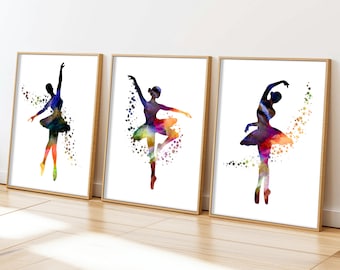 Ballerina Art Prints Set: Abstract Ballet Girl Bedroom Decor