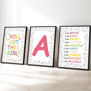 Stampe personalizzate per la camera da letto delle bambine, stampe di affermazioni per bambini, decorazioni per la cameretta delle bambine, arte murale per la camera dei bambini piccoli, decorazioni murali per la cameretta delle bambine