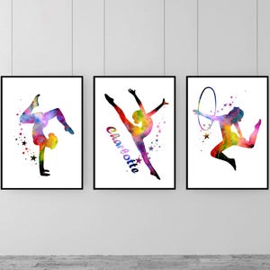 Set personalizzato di 3 stampe di ginnastica, regalo per ragazza ginnasta, decorazione per camera da letto per ragazze, stampe per ragazze adolescenti, arte murale di ginnastica per ragazze