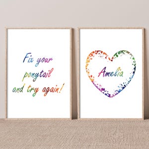 Set di 2 stampe per ragazze con affermazione, arte murale positiva per la stanza delle ragazze, stampe personalizzate per bambini, decorazioni per la camera delle ragazze, poster femminili, poster con citazioni
