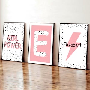 Decorazioni personalizzate per la camera da letto delle bambine, stampe Girl Power, decorazioni rosa per la camera da letto delle bambine, decorazioni a pois per la camera da letto delle bambine, stampe con affermazioni, stampe positive