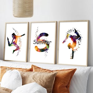 Set di 3 stampe di ginnaste per la camera da letto delle bambine, decorazione murale personalizzata di ginnastica, regalo per ginnaste, decorazione positiva di ginnastica, ragazza acrobata