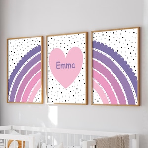 Rosa und Lila Regenbogen Prints, Kinderzimmer Poster, Mädchen Schlafzimmer Dekor, Rosa und Lila Regenbogen Prints, Personalisierte Poster