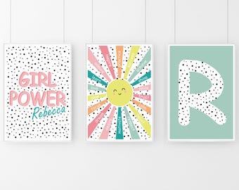 Rainbow Girl Power Prints: Set of 3 Positive Affirmations, Nursery Decor