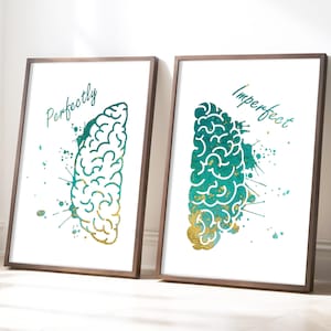Arte murale "Mente esplosiva", poster sulla salute mentale perfettamente imperfetta, consapevolezza della depressione, autismo negli adolescenti, set di stampe murali sul pensiero positivo