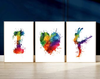Muurkunst gymnastiek set van 3: turkoois decor tienermeisje