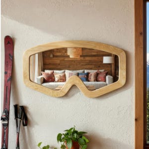 Ski Goggles Mirror | Snow Googles | Brown/Light Wood Frame Option!  | Sport Themed Gift
