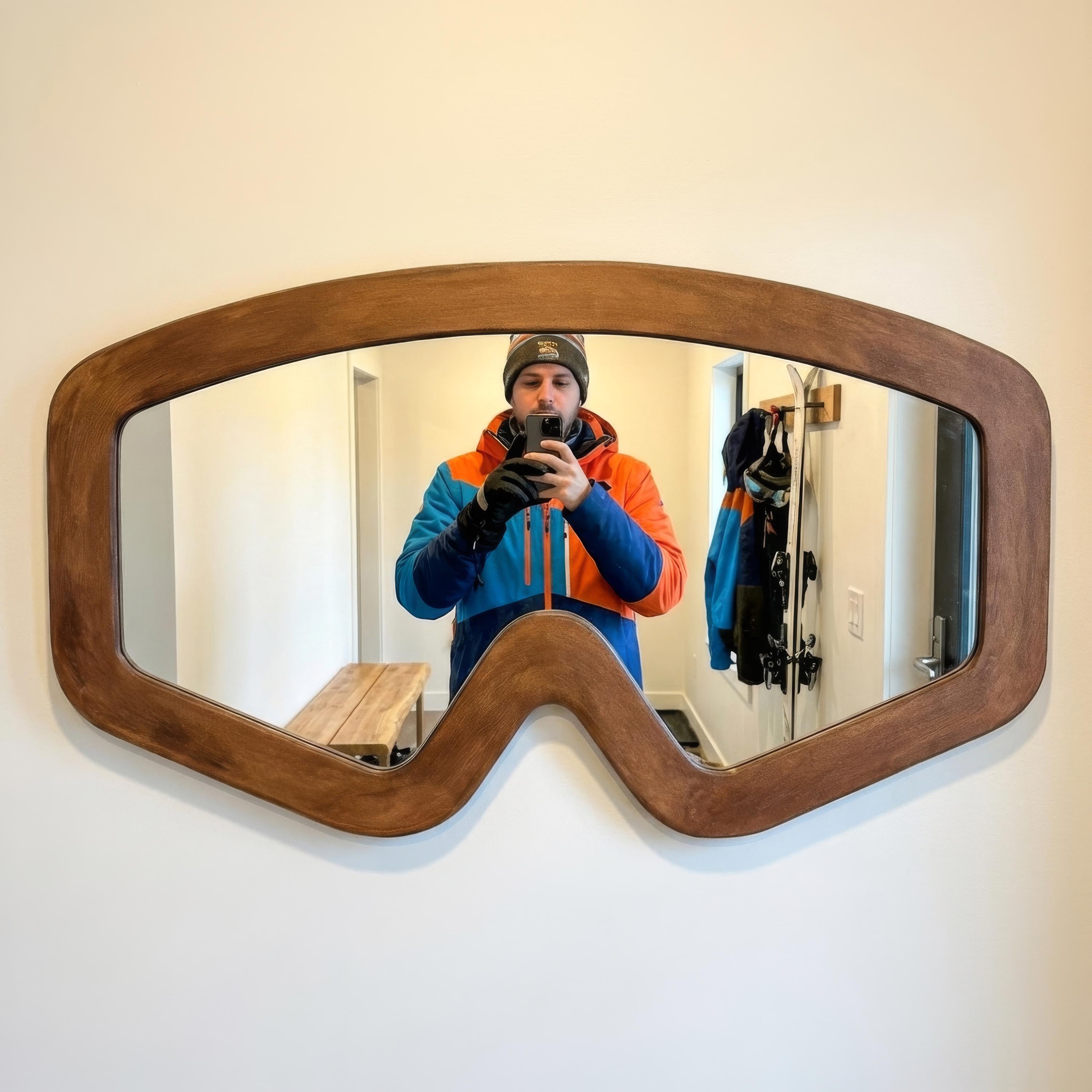 Ski Goggles Mirror | Snow Googles | Brown/light Wood Frame Option