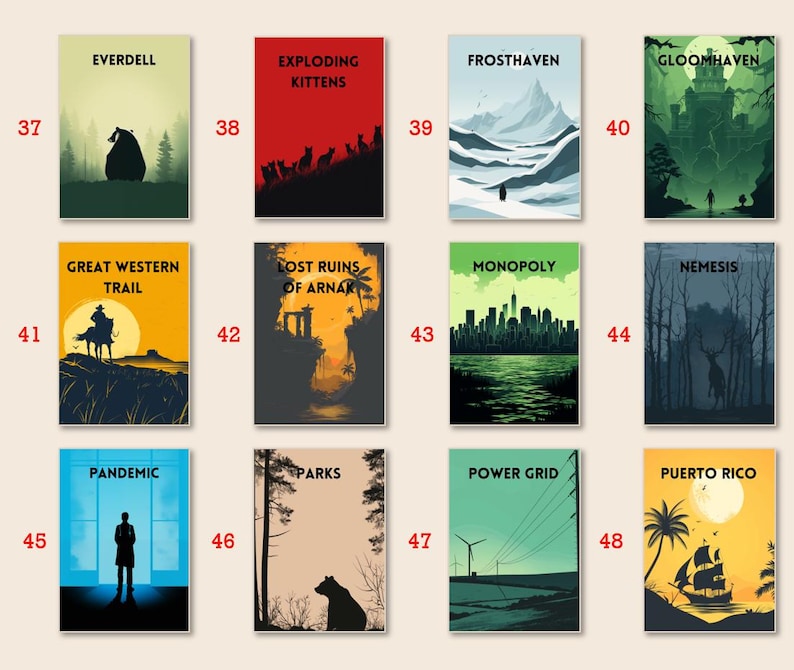 Pick Your 4 Board Game Posters, Downloadable Print, Boardgame Poster ...