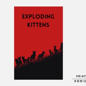 Exploding Kittens Card Game, Downloadable Print, Boardgame Poster, Family Board Game, Instant Download, Fun Card Game, Geek Art Gift, Nerdy