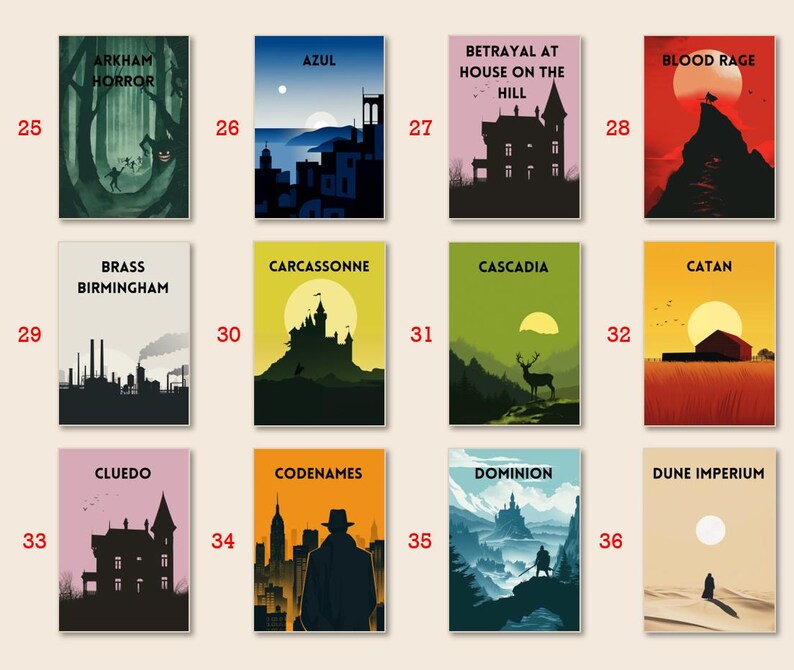 Pick Your 4 Board Game Posters, Downloadable Print, Boardgame Poster ...