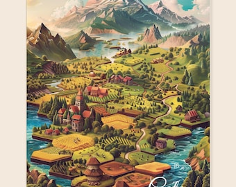 Catan Board Game, Downloadable Print, Boardgame Poster, Family Board Game, Instant Download, Settlers of Catan Game Wall Art, (Unofficial)