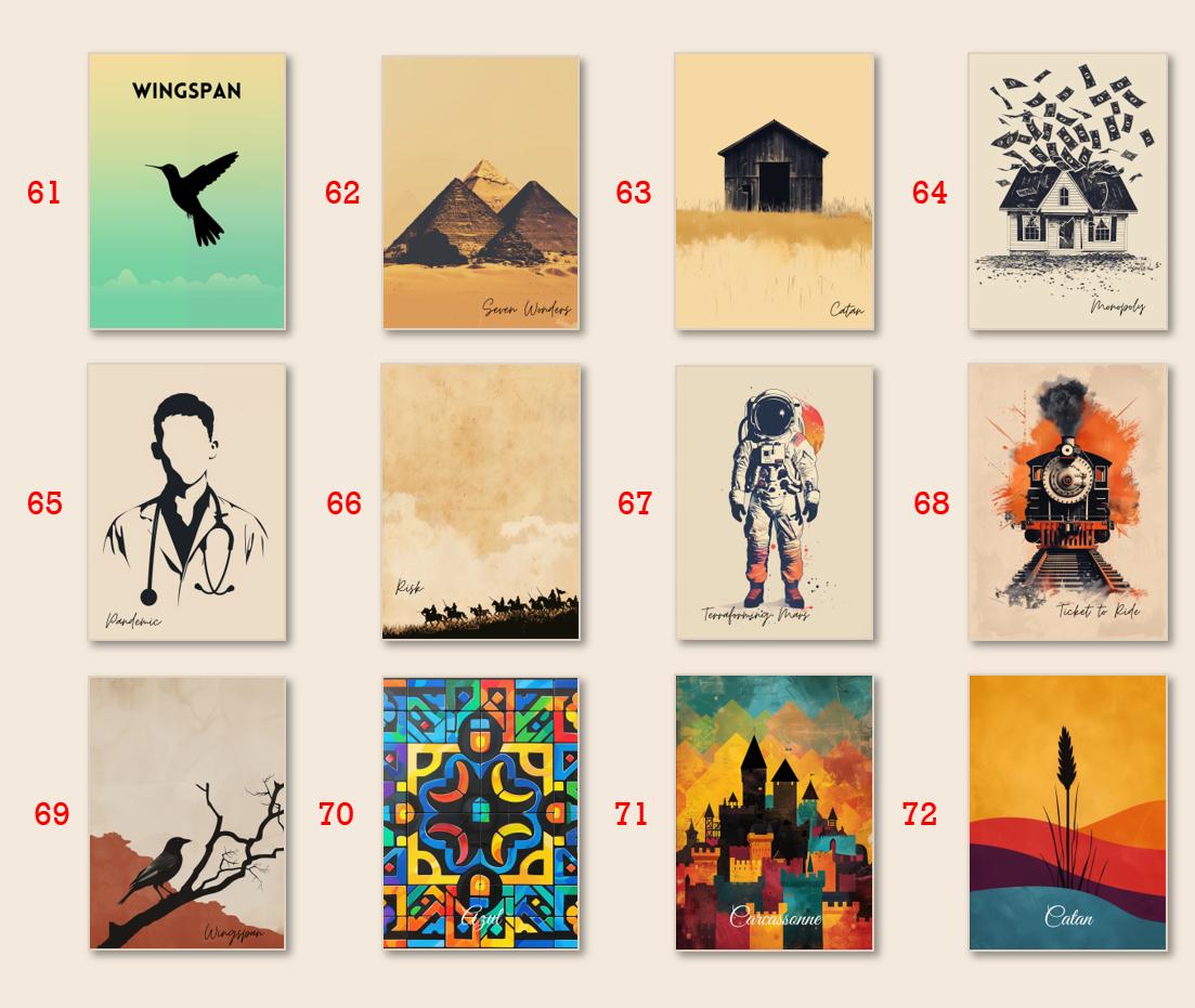 Pick Your 4 Board Game Posters, Downloadable Print, Boardgame Poster ...