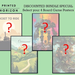 Pick your 4 Board Game Posters, Downloadable Print, Boardgame Poster, Family Board Game, Instant Download, Home Decor Gift Idea, Geek Art