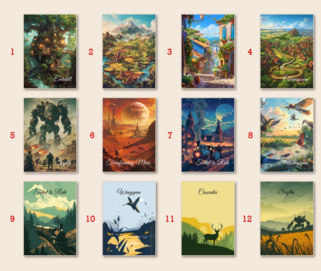 Pick Your 4 Board Game Posters, Downloadable Print, Boardgame Poster ...
