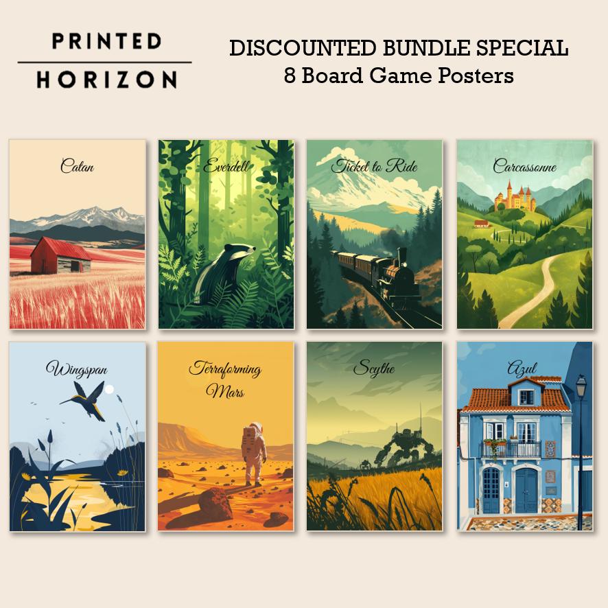 8 Board Game Posters Bundle, Downloadable Print, Boardgame Poster ...