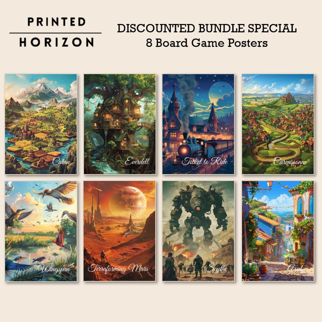 8 Board Game Posters Bundle, Downloadable Print, Boardgame Poster ...