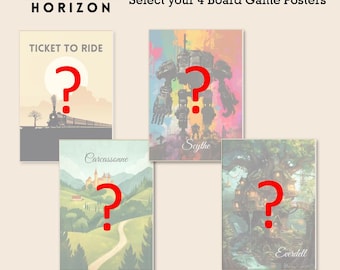 Pick your 4 Board Game Posters, Downloadable Print, Boardgame Poster, Family Board Game, Instant Download, Home Decor Gift Idea, Geek Art