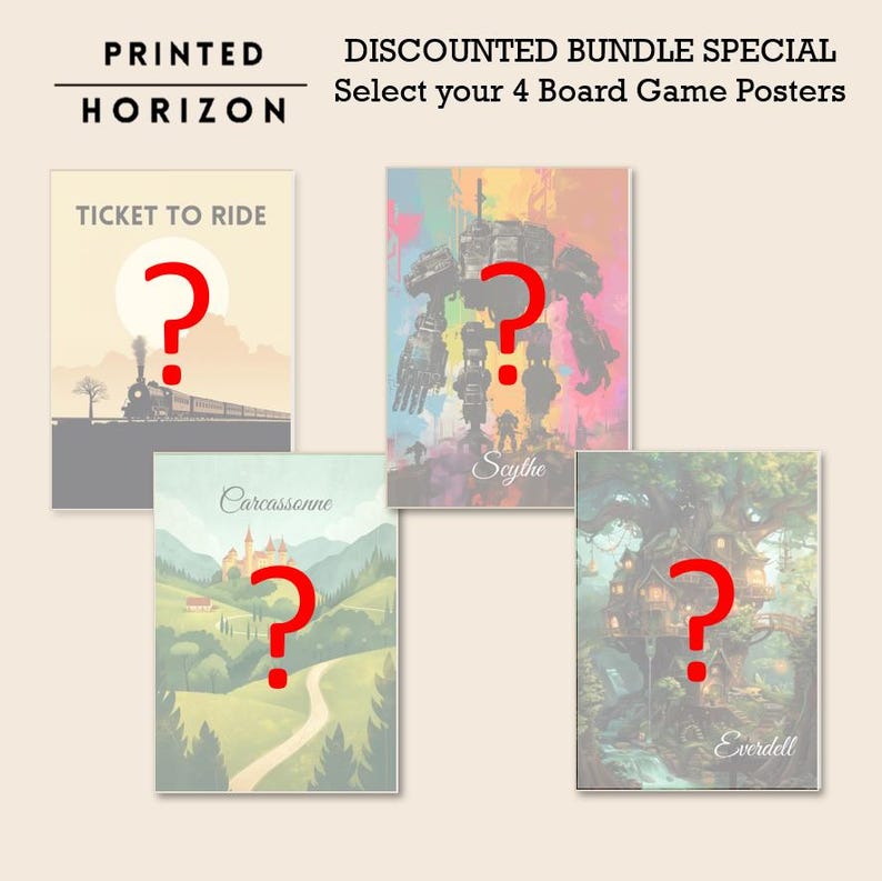 Pick Your 4 Board Game Posters, Downloadable Print, Boardgame Poster ...