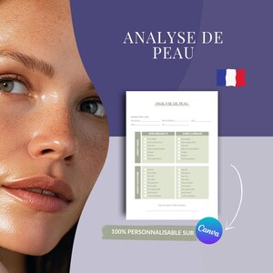 Huddiagnostikverktyg för hudterapeuter (redigerbart av Canva) | Ansiktsbedömningsformulär för skönhetssalonger | Formulär för kosmetisk behandling (PDF)