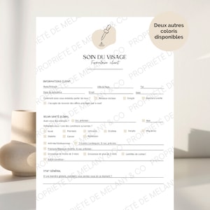 Formulário de Cliente Spa/Institut em Francês - Tratamento Facial (Cor 2)