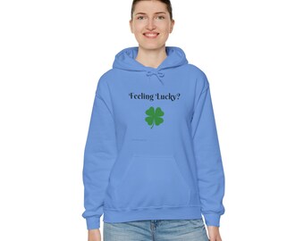 Feeling Lucky? - Four Leaf Clover - Unisex Heavy Blend™ Hooded Sweatshirt