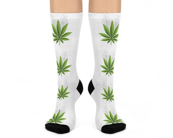 Marijuana - Pot Leaf - Cushioned Crew Socks