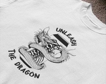Unleash the dragon soop - Schweres Unisex-T-Shirt mit Rundhalsausschnitt