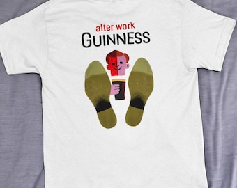 Guinness nach der Arbeit – Schwergewichtiges Unisex-T-Shirt mit Rundhalsausschnitt
