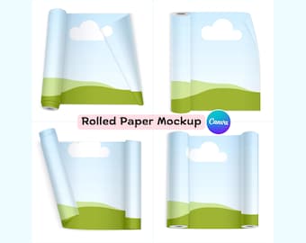 Roll Wrapping Paper Mockup for Seamless Pattern (Canva Template)