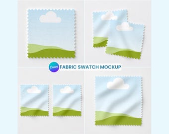 Fabric Swatch Mockup for Surface Pattern Designers, Realistic Textile Mockup Template Canva