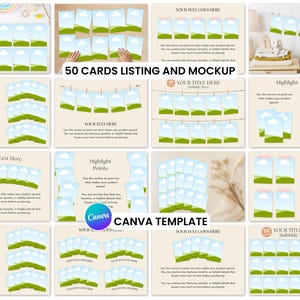Mall för Etsy-listbilder, flashkort och bekräftelsekort i Canva