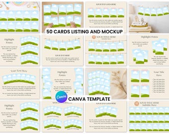 Cards Etsy Listing Images Template, Flash Card and Affirmation Cards Mockup Canva