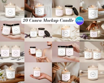 Candle Mockup Canva Templates, Candles Mockup Bundle, Lifestyle Scandinavian Style (Digital Download)