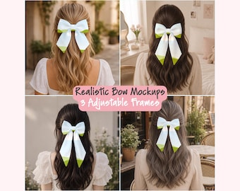 Hair Bow Lifestyle Canva Mockup, 4 Realistic Mockups Template for Pattern Artist