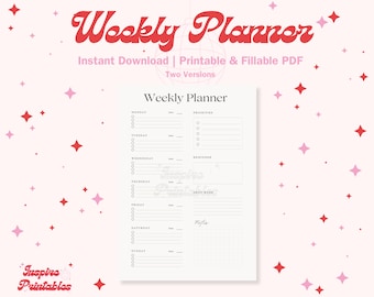 Colorful Weekly Planner Printable - Etsy