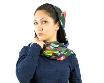 Hooded Scarf Flower print